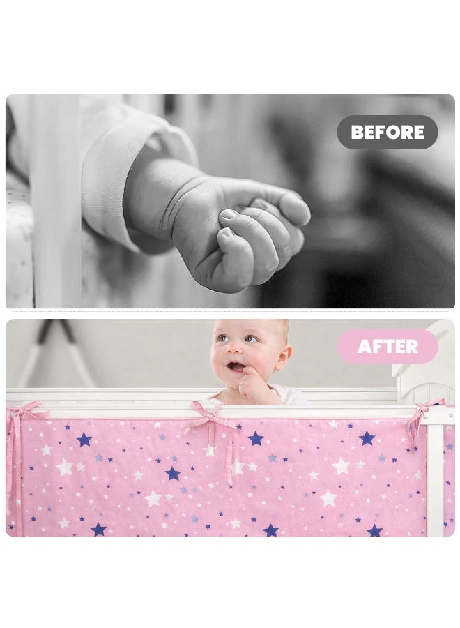 TAPIT Crib Bumper Breathable 130cmx30cmx2.5cm Cot Bumper Breathable Mesh Cot Liner Crib Rail Cover Baby Crib Bumper Baby Boys Girls Nursery Breathable Crib Bedding Baby Bed Bumper - Image 3